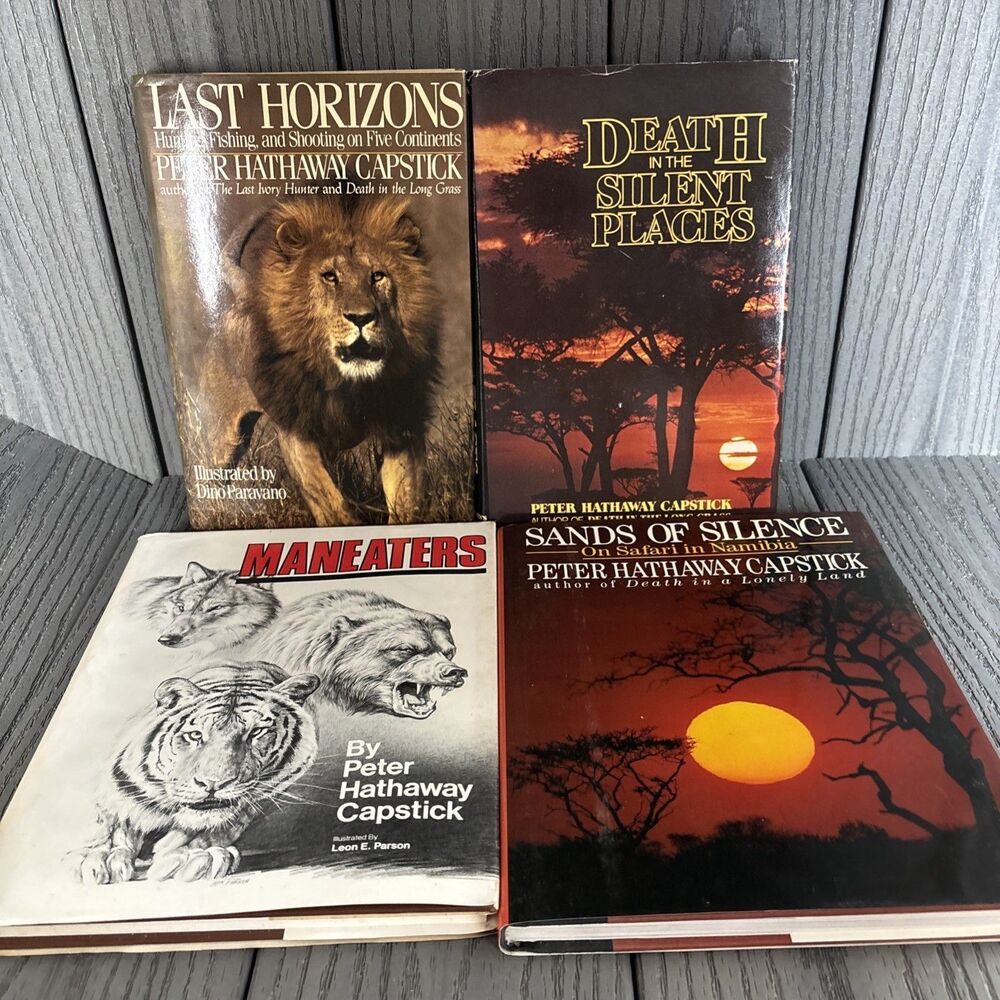 Peter Capstick Book Lot (4) Death In The Silent Places Maneaters Safari Hunting
